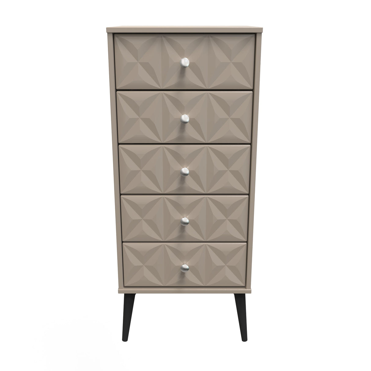 Pixel 5 Drawer Bedside Cabinet with Dark Scandinavian Legs - Welcome Furniture