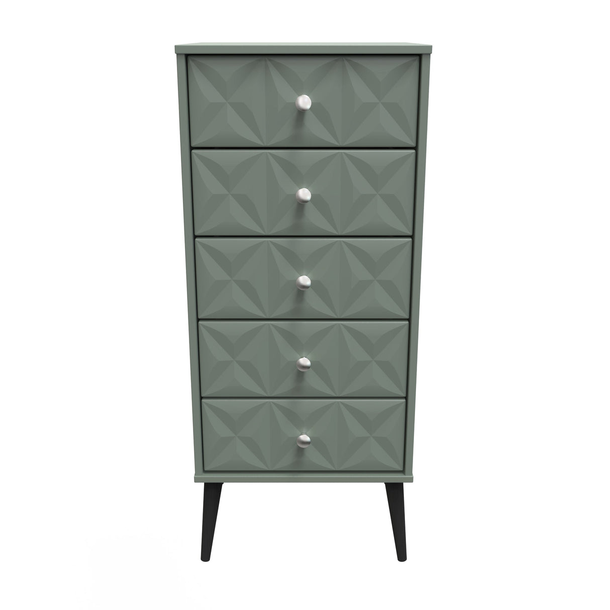 Pixel 5 Drawer Bedside Cabinet with Dark Scandinavian Legs - Welcome Furniture