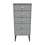 Pixel 5 Drawer Bedside Cabinet with Dark Scandinavian Legs - Welcome Furniture