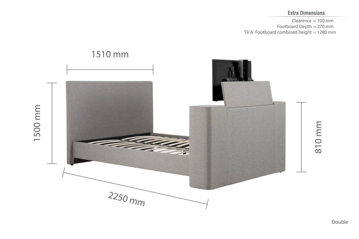 Plaza Fabric TV Storage Bed - Birlea