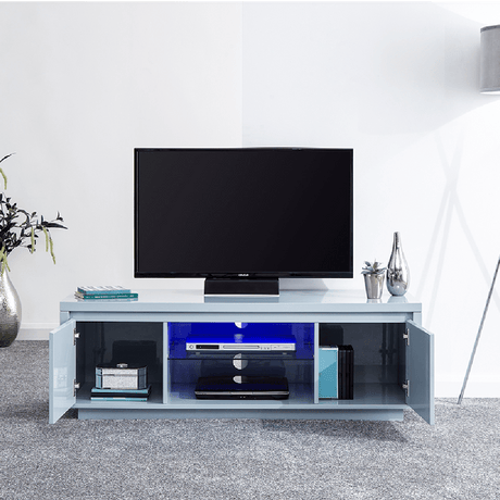 Polar LED Large 2 Door 1 Shelf TV Unit - GFW