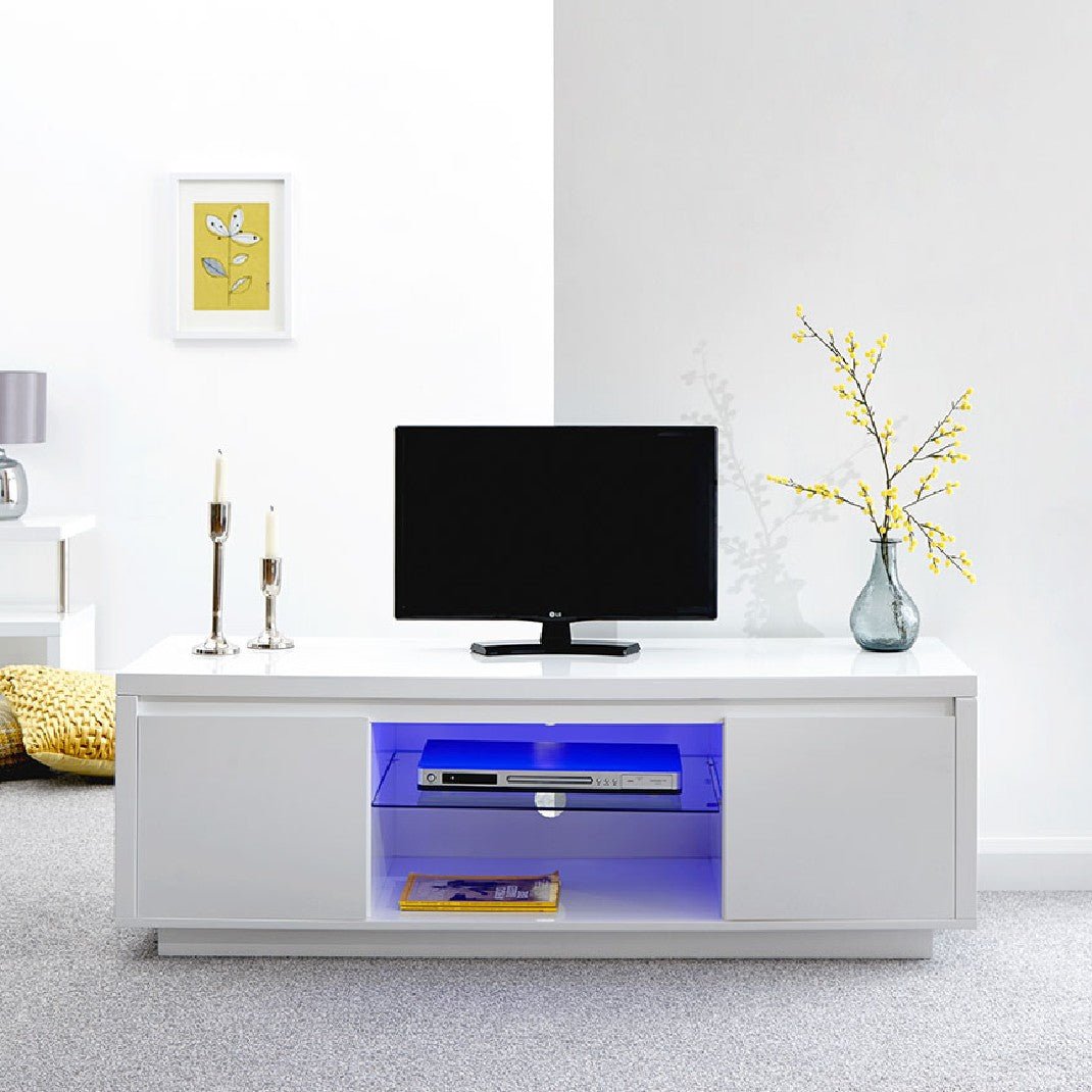 Polar LED Large 2 Door 1 Shelf TV Unit - GFW