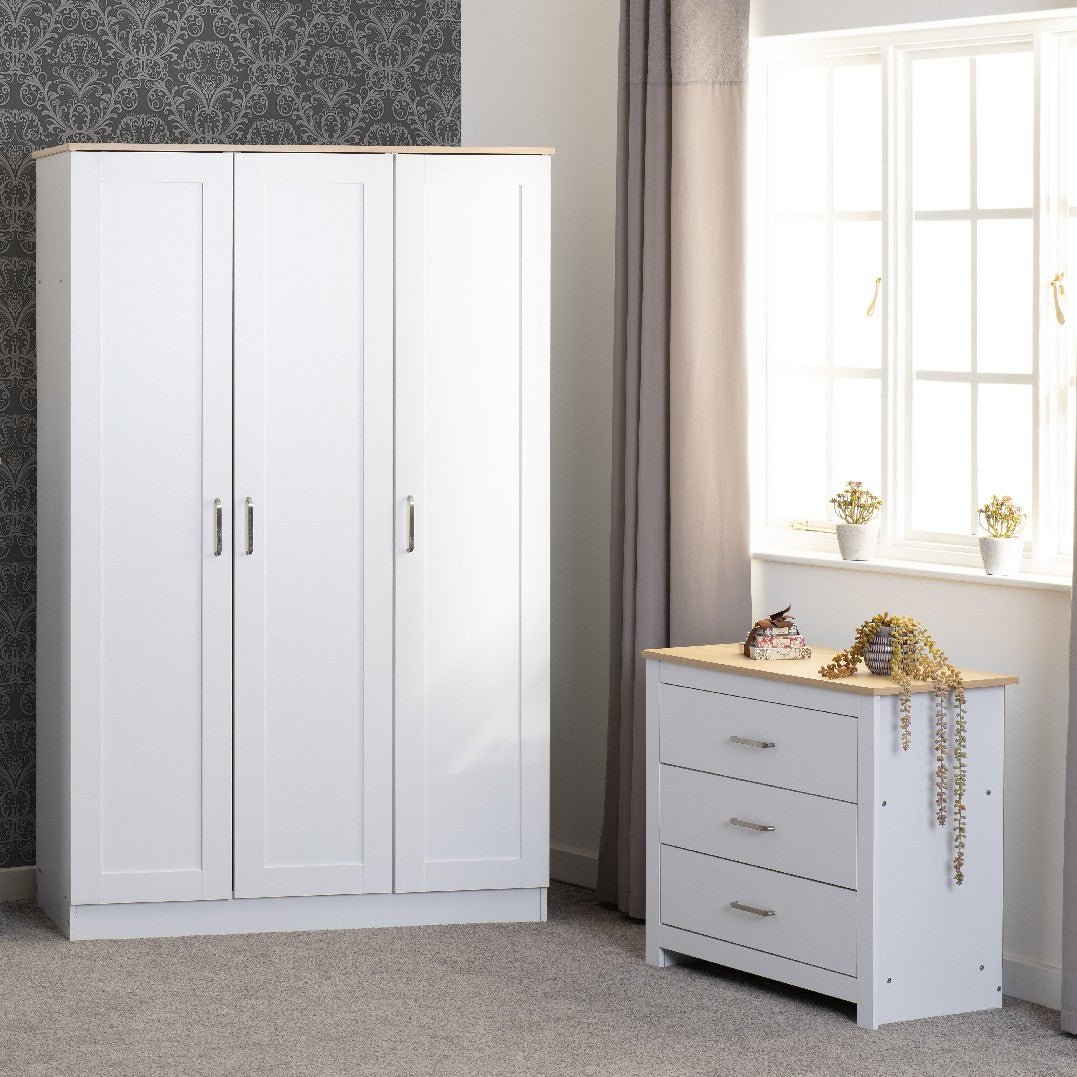 Portland 3 Door Triple Wardrobe - Seconique