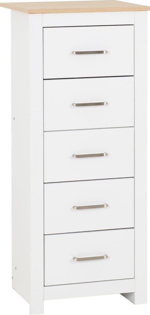 Portland 5 Drawer Narrow Tallboy Chest - Seconique