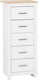 Portland 5 Drawer Narrow Tallboy Chest - Seconique