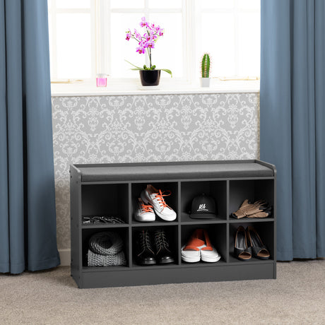 Portland Shoe Storage Rack with Fabric Bench Seat - Seconique