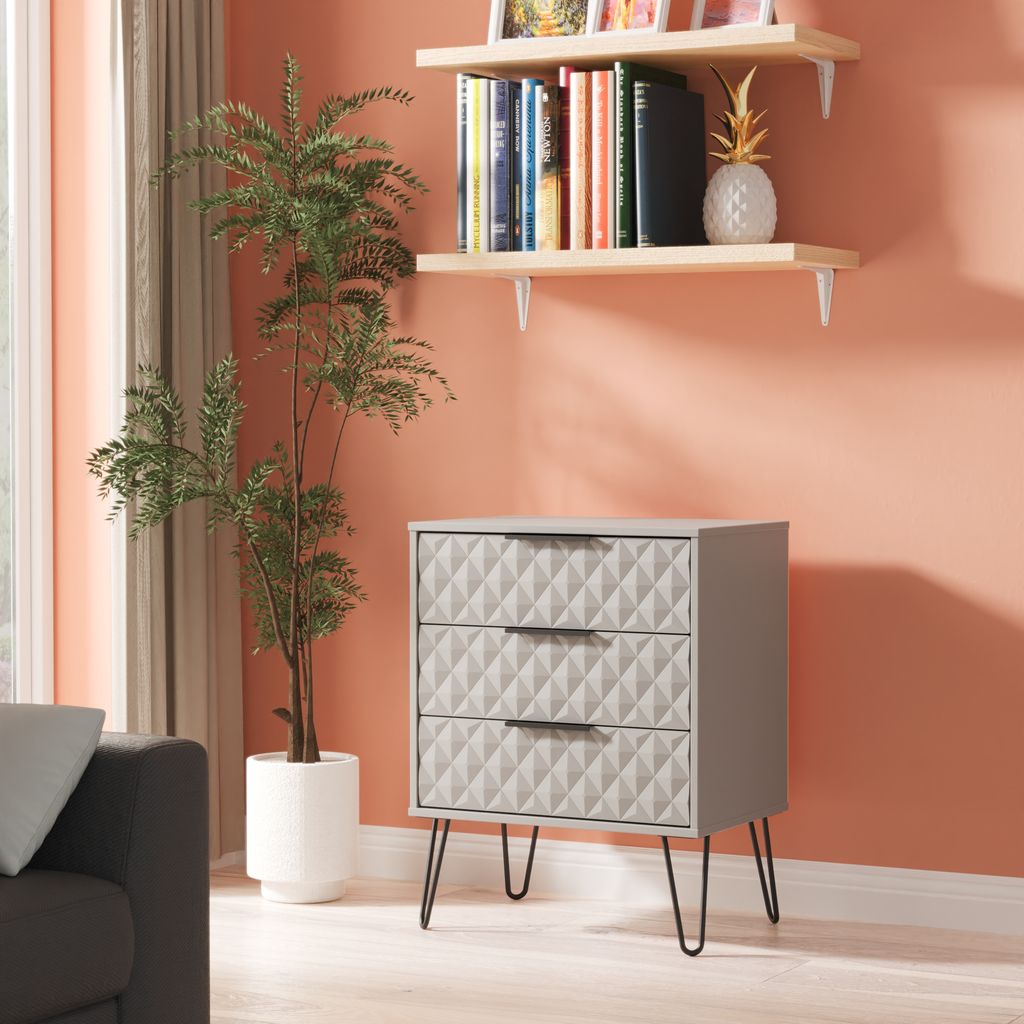 Harlequin 3 Drawer Midi Chest with Black Hairpin Legs
