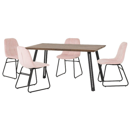 Quebec Straight Edge Dining Set with 4 Velvet Lukas Chairs - Seconique