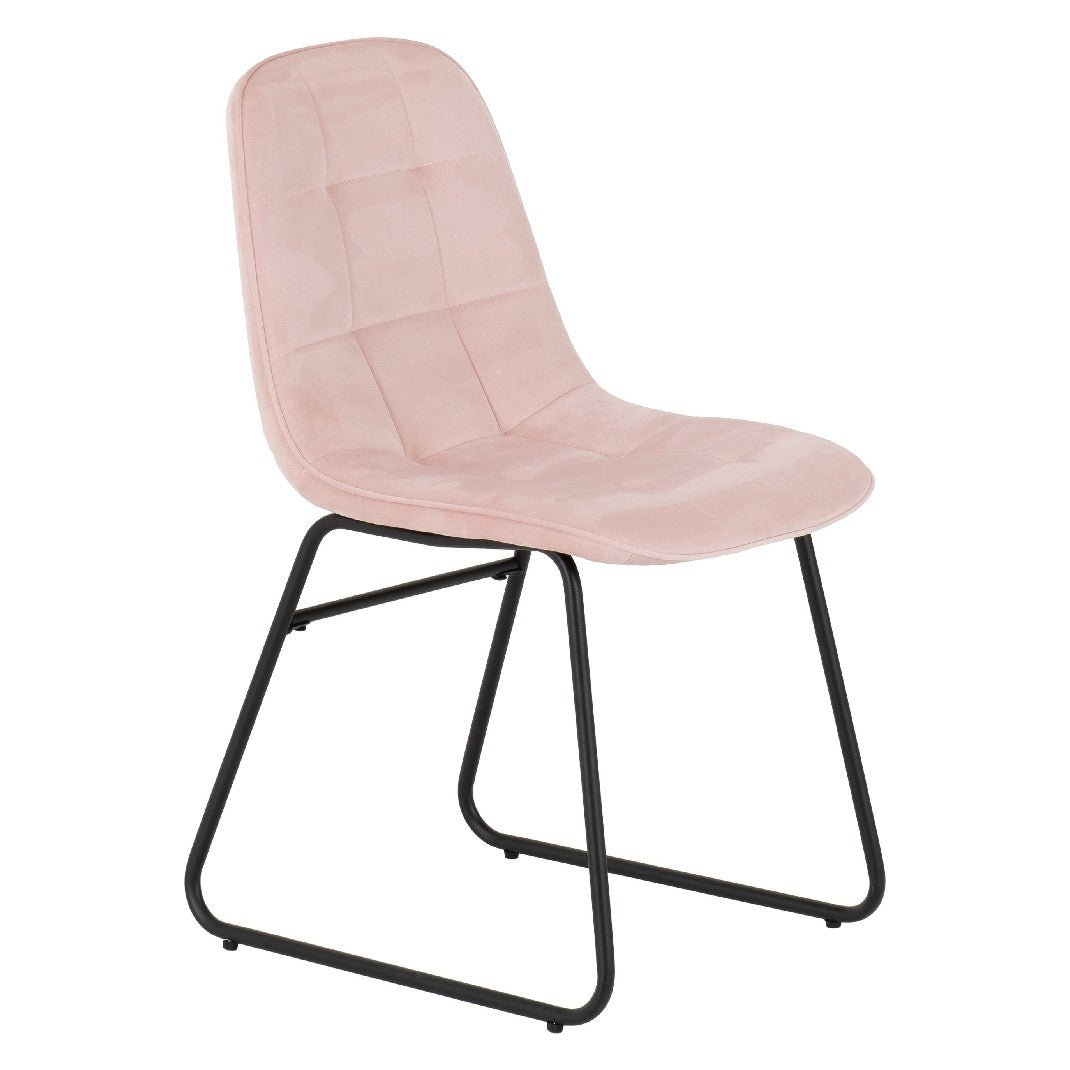 Quebec Straight Edge Dining Set with 4 Velvet Lukas Chairs - Seconique