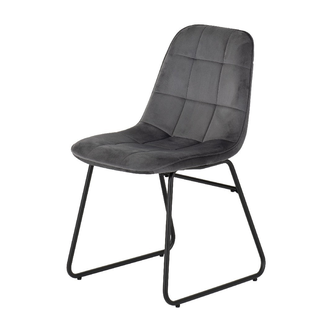 Quebec Straight Edge Dining Set with 4 Velvet Lukas Chairs - Seconique