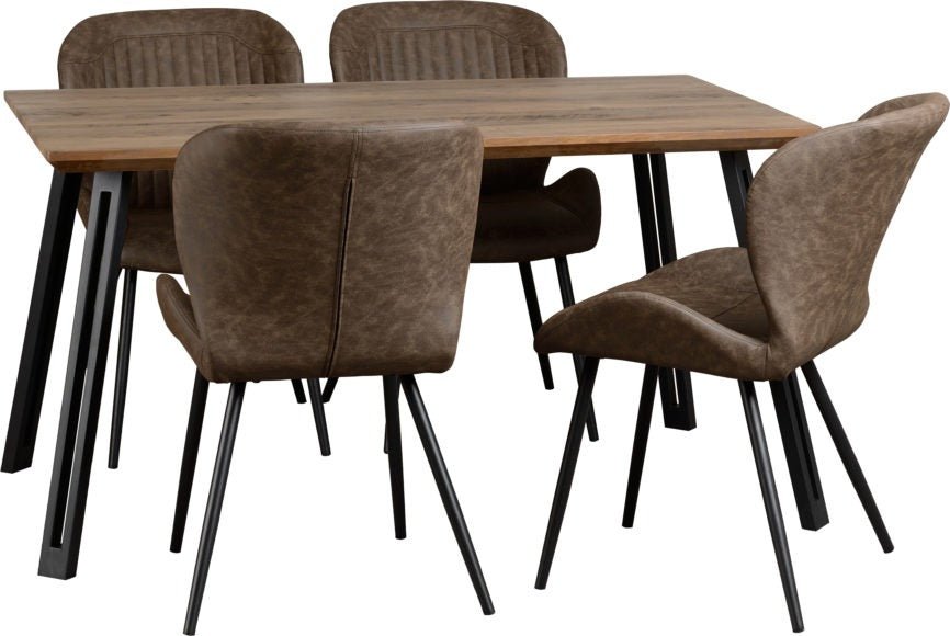 Quebec Straight Edge Dining Table Set with 4 Chairs - Seconique