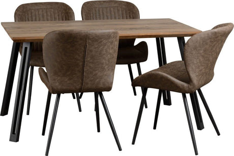 Quebec Straight Edge Dining Table Set with 4 Chairs - Seconique