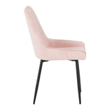 Quebec Wave Edge Dining Set with 4 Velvet Avery Chairs - Seconique