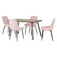 Quebec Wave Edge Dining Set with 4 Velvet Avery Chairs - Seconique
