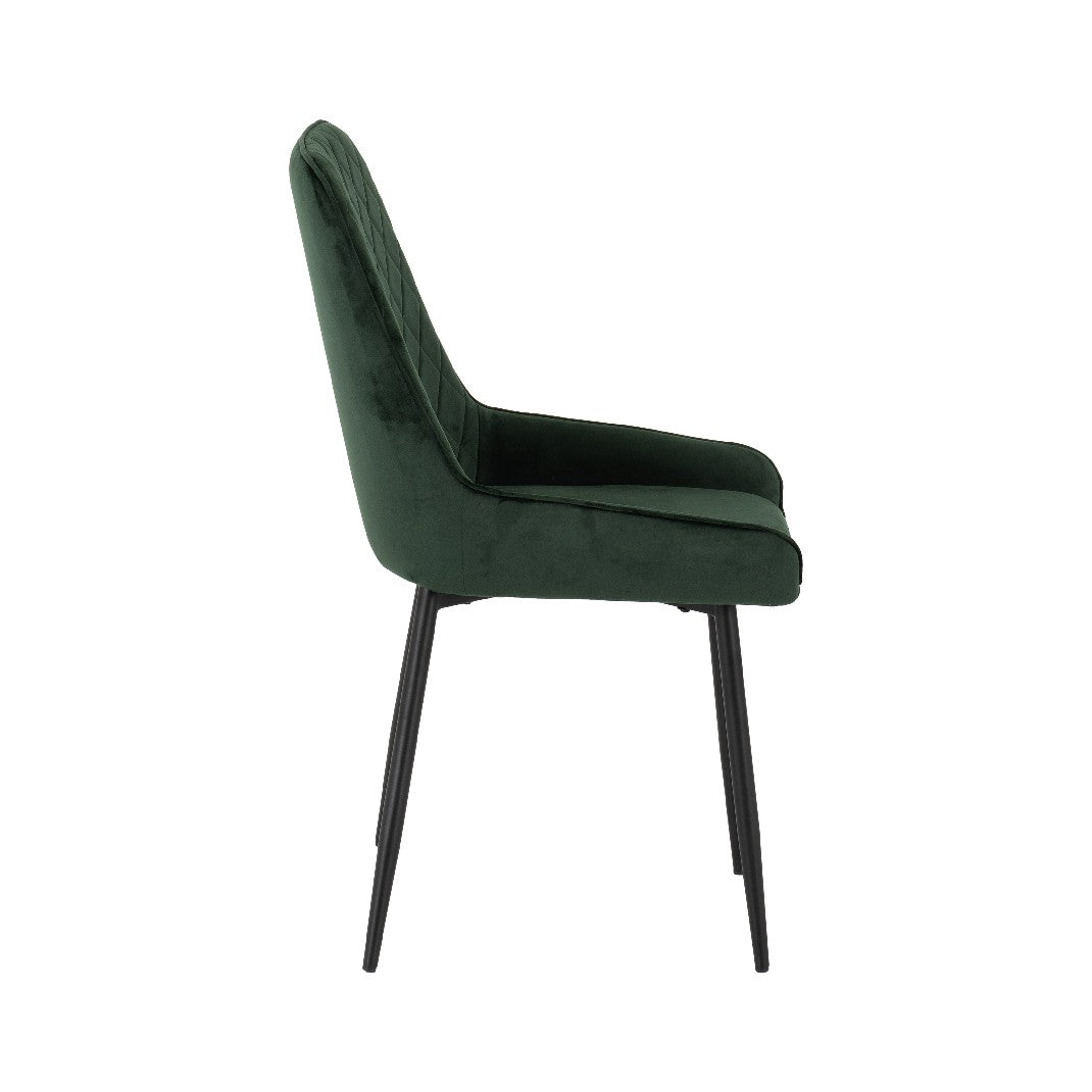 Quebec Wave Edge Dining Set with 4 Velvet Avery Chairs - Seconique