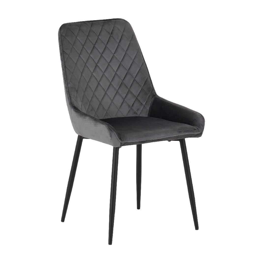 Quebec Wave Edge Dining Set with 4 Velvet Avery Chairs - Seconique