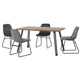 Quebec Wave Edge Dining Set with 4 Velvet Lukas Chairs - Seconique