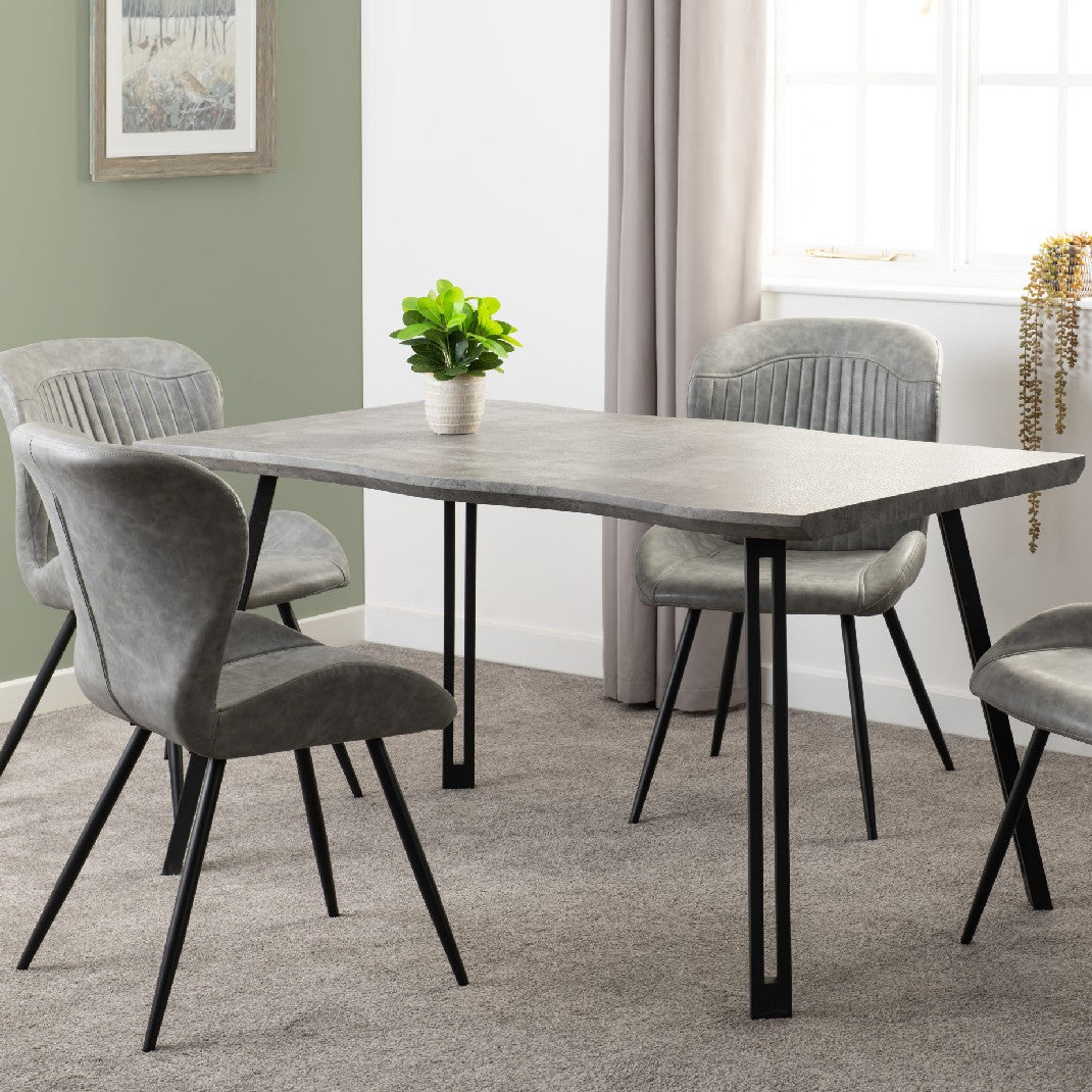 Quebec Wave Edge Dining Table Set with 4 Chairs - Seconique