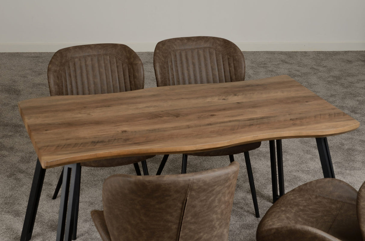 Quebec Wave Edge Medium Dining Table Set with 4 Chairs - Seconique