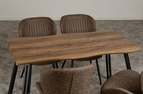 Quebec Wave Edge Medium Dining Table Set with 4 Chairs - Seconique