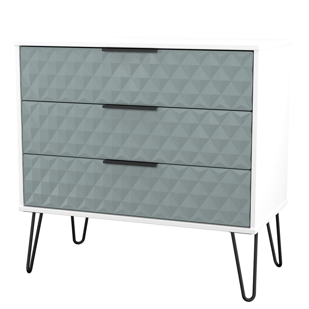 Harlequin 3 Drawer Chest with Black Hairpin Legs
