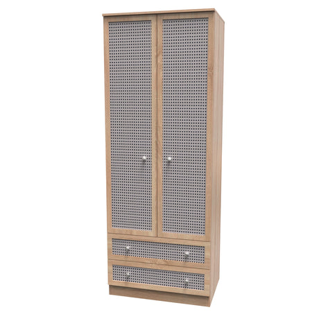 Rattan 2 Door 2 Drawer Wardrobe - Welcome Furniture