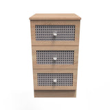 Rattan 3 Drawer Bedside Cabinet - Welcome Furniture