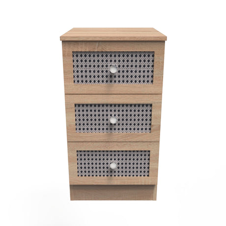 Rattan 3 Drawer Bedside Cabinet - Welcome Furniture