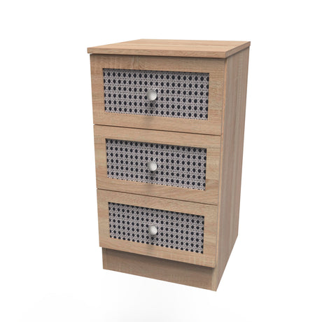 Rattan 3 Drawer Bedside Cabinet - Welcome Furniture