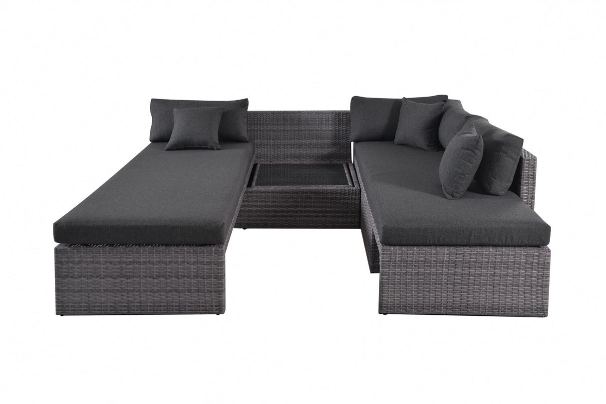 Rattan 3 Piece Garden Corner Sofa Set with Table - TGC