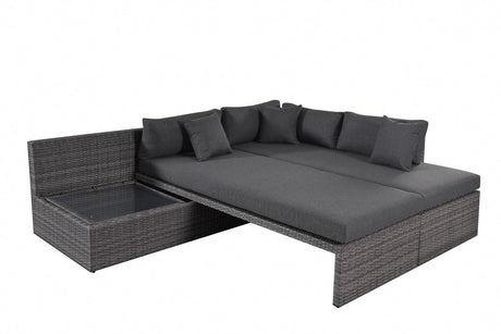 Rattan 3 Piece Garden Corner Sofa Set with Table - TGC