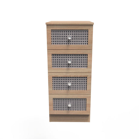 Rattan 4 Drawer Bedside Cabinet - Welcome Furniture