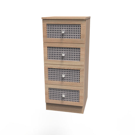 Rattan 4 Drawer Bedside Cabinet - Welcome Furniture