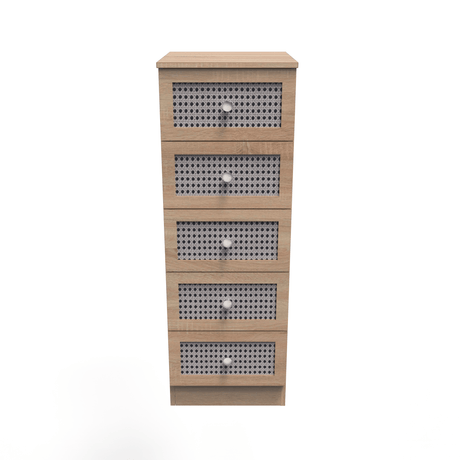 Rattan 5 Drawer Bedside Cabinet - Welcome Furniture