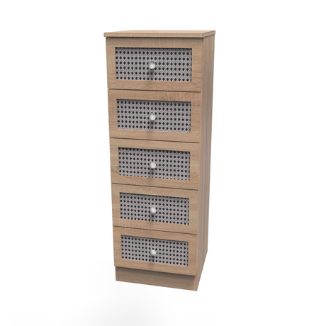 Rattan 5 Drawer Bedside Cabinet - Welcome Furniture