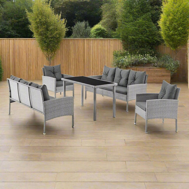 Rattan 5 Piece Garden Dining Table and Sofa Set - TGC