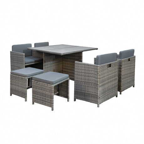 Rattan 9 Piece Cube Garden Furniture Dining Set - TGC