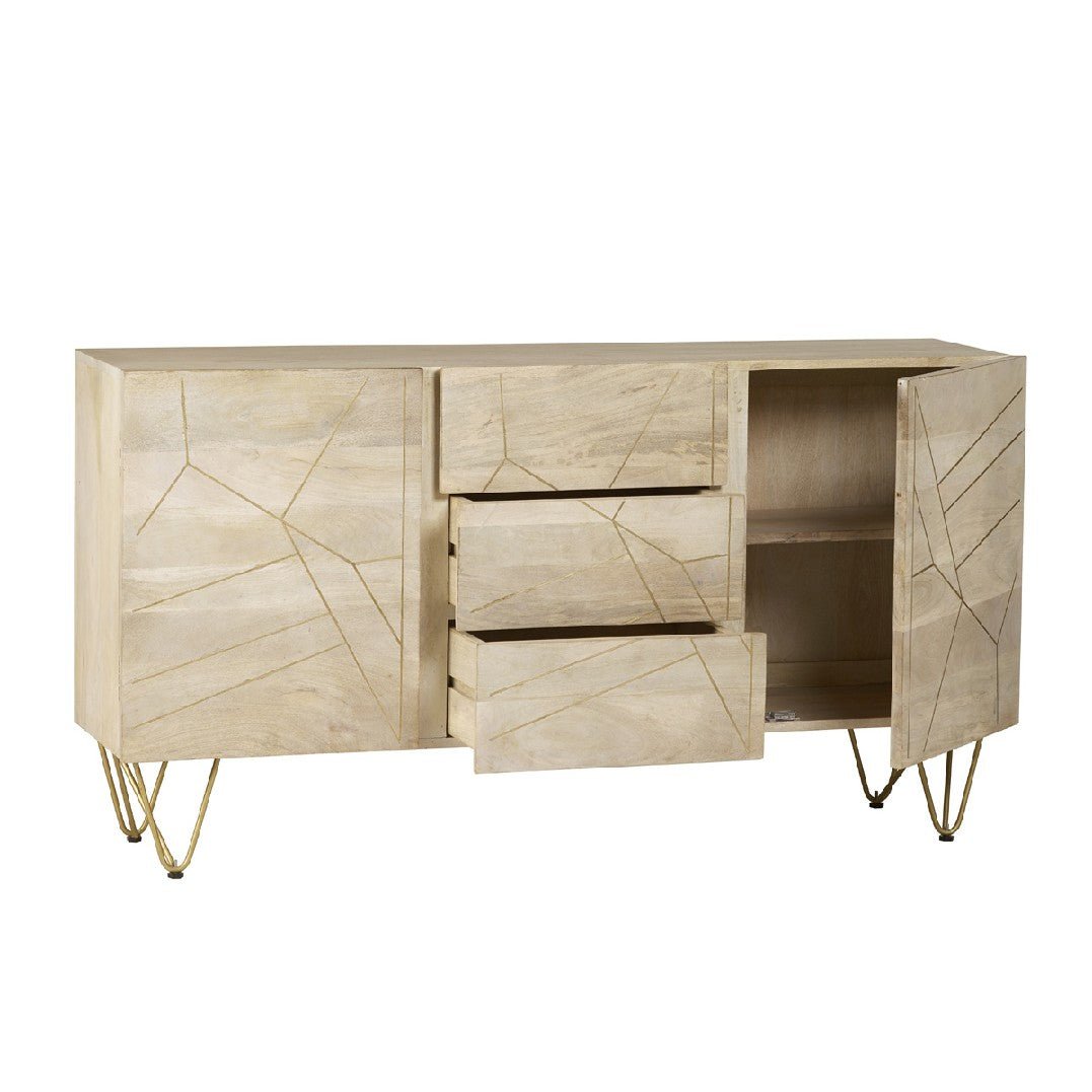 Reclaimed Wood 2 Door 3 Drawer Sideboard - Indian Hub