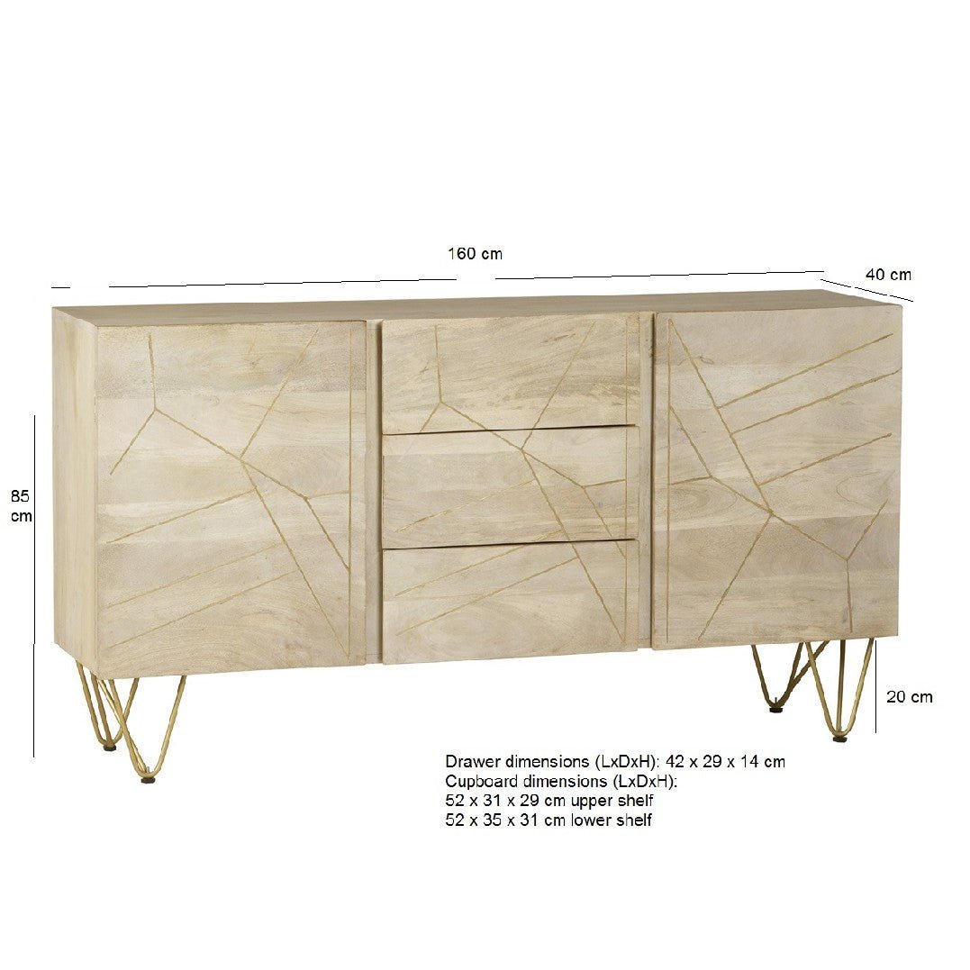 Reclaimed Wood 2 Door 3 Drawer Sideboard - Indian Hub