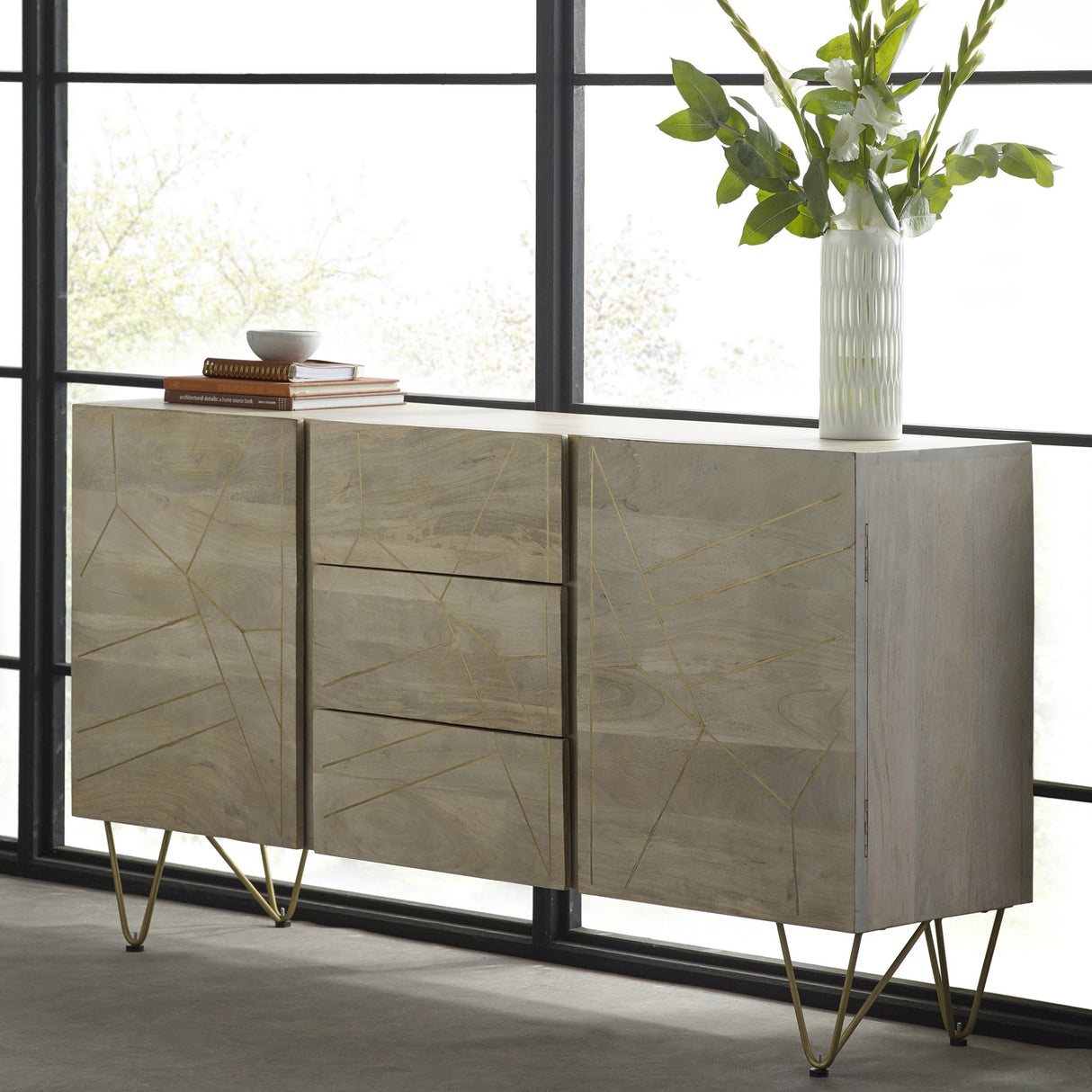 Reclaimed Wood 2 Door 3 Drawer Sideboard - Indian Hub
