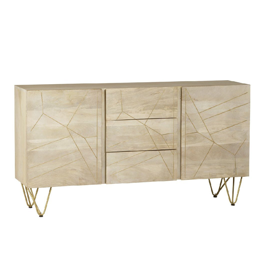 Reclaimed Wood 2 Door 3 Drawer Sideboard - Indian Hub