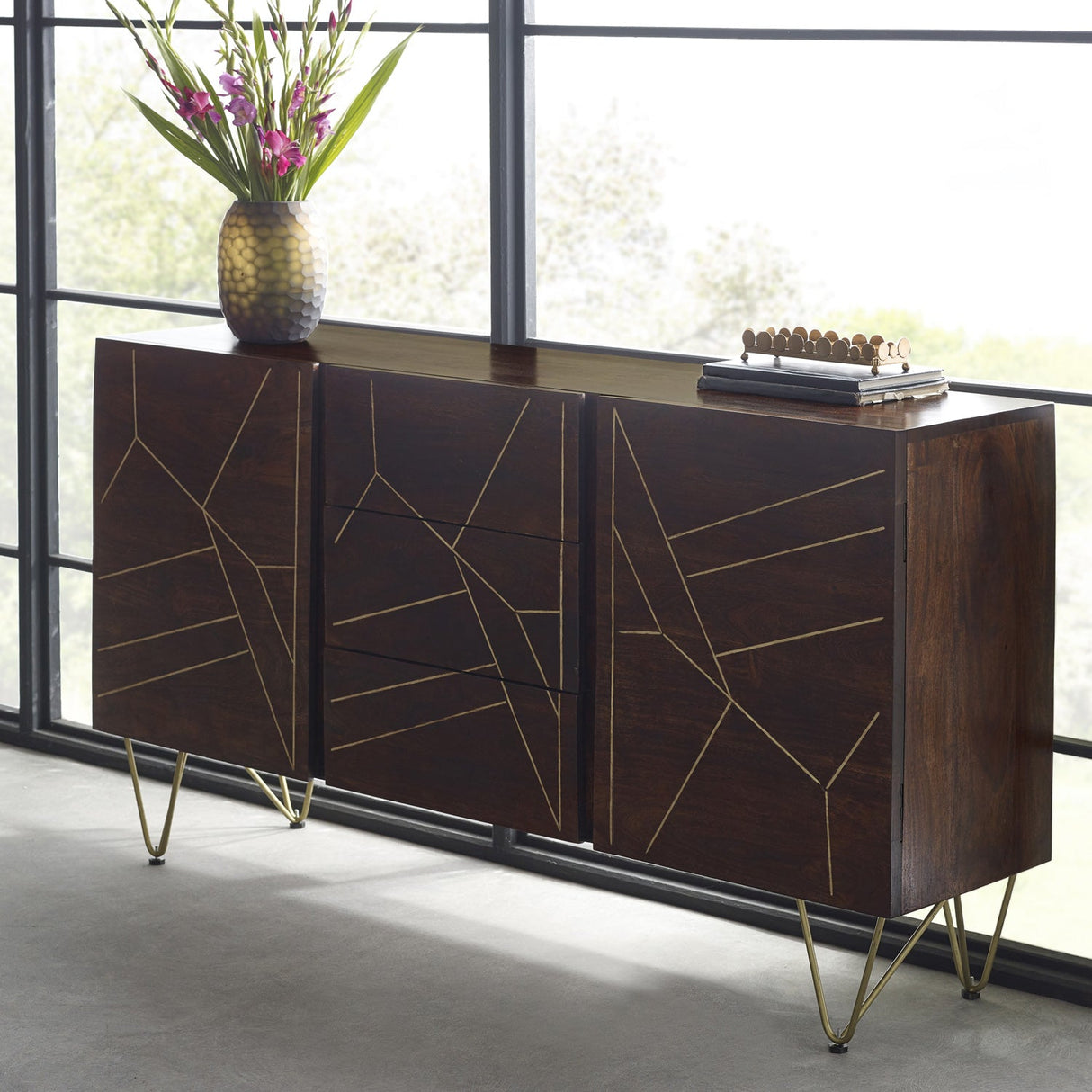 Reclaimed Wood 2 Door 3 Drawer Sideboard - Indian Hub