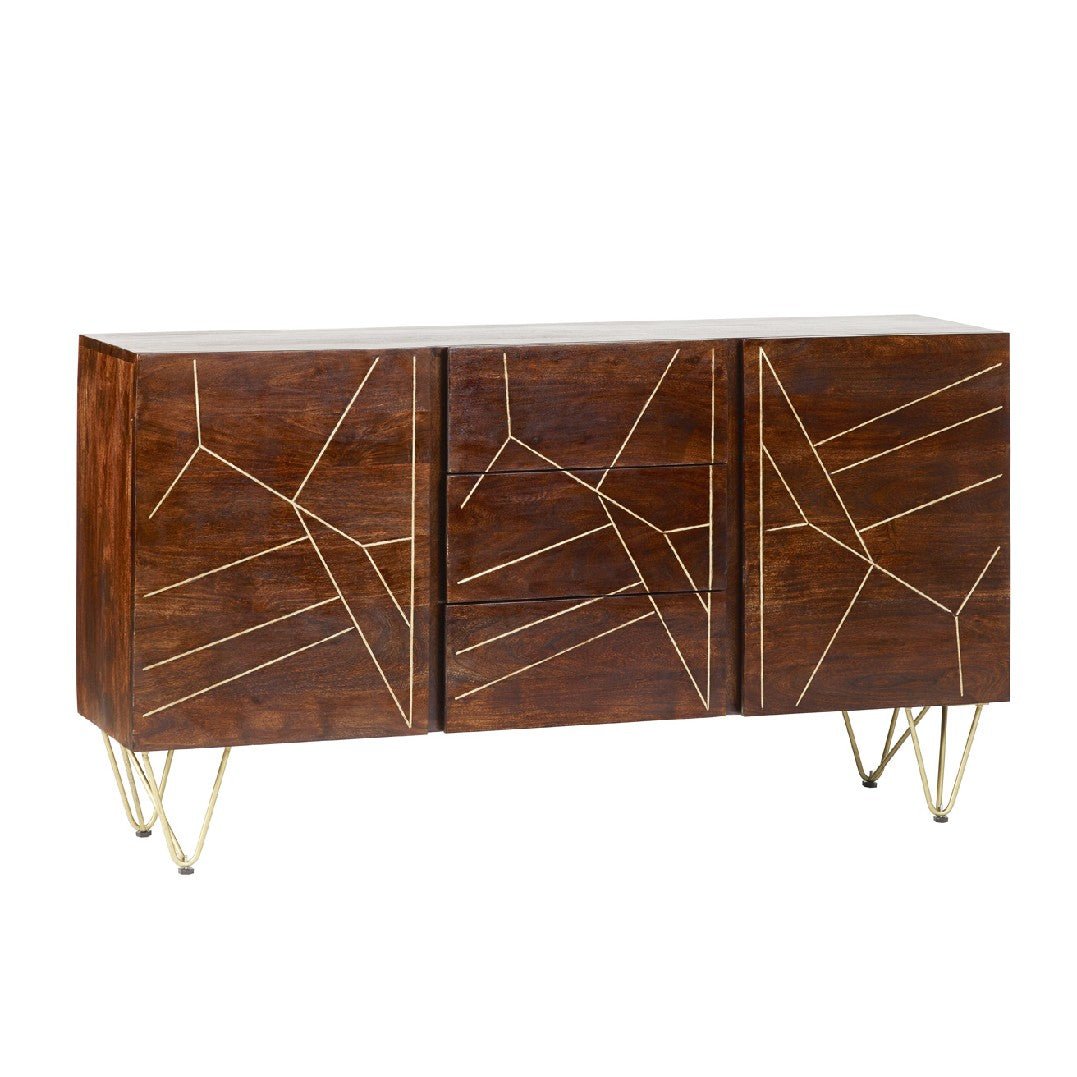 Reclaimed Wood 2 Door 3 Drawer Sideboard - Indian Hub
