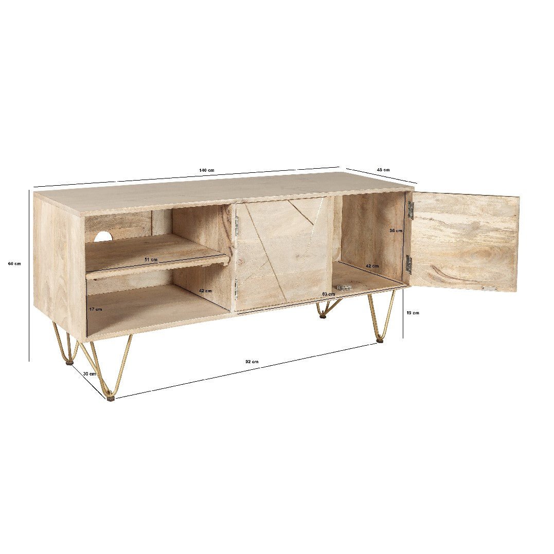 Reclaimed Wood 2 Door TV Unit - Indian Hub