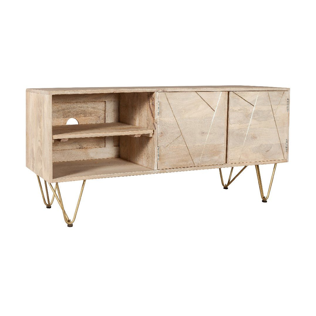 Reclaimed Wood 2 Door TV Unit - Indian Hub