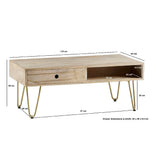 Reclaimed Wood 2 Drawer Coffee Table - Indian Hub