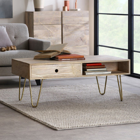 Reclaimed Wood 2 Drawer Coffee Table - Indian Hub