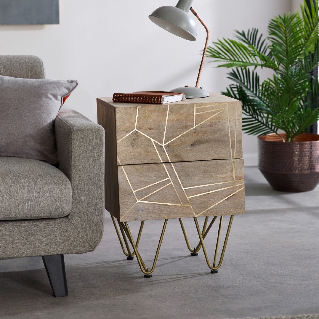 Reclaimed Wood 2 Drawer Side Table - Indian Hub