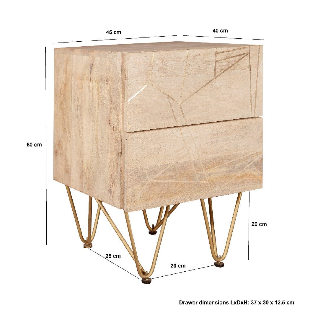 Reclaimed Wood 2 Drawer Side Table - Indian Hub