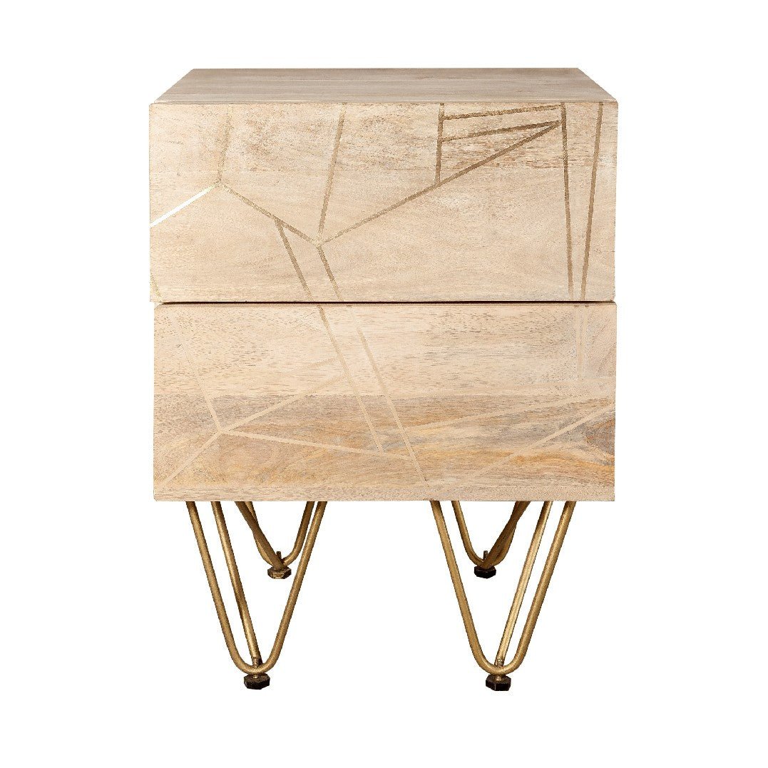 Reclaimed Wood 2 Drawer Side Table - Indian Hub